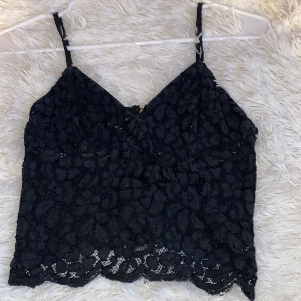 Black floral, cropped tank top
